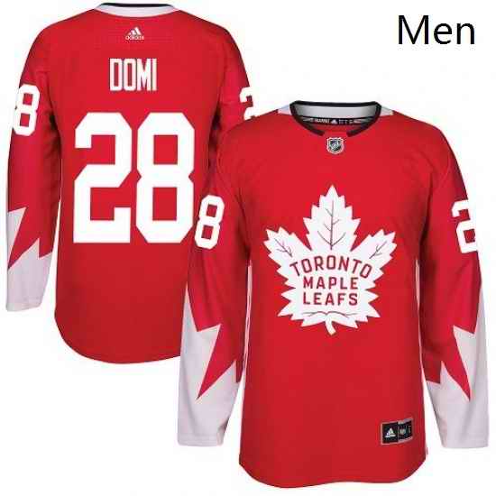 Mens Adidas Toronto Maple Leafs 28 Tie Domi Authentic Red Alternate NHL Jersey